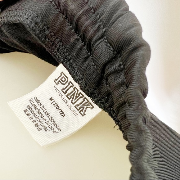 PINK by VICTORIA SECRET skinny black track pants zip ankle, tie waist NWOT sz M - Picture 9 of 9